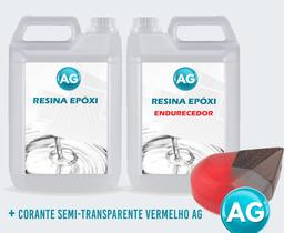 Resinas Epóxi 1KG + Corante semi-transparente vermelho Ag - Resinas ag