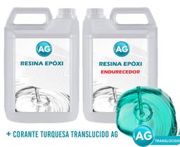 Resinas Epóxi 1KG + Corante Turquesa Translucido AG - Resinas ag