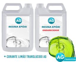 Resinas Epóxi 1KG + Corante Verde Limão Translucido AG - Resinas ag