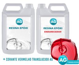 Resinas Epóxi 1KG + Corante Vermelho Translucido AG - Resinas ag
