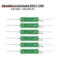Resistência Enrolada Em Fio 10W 5% Conjunto 5pcs 1R 10R 100R 1K 10K 12K 15K 18R 20R 22R 24R 27R 30R