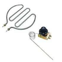 Resistência Fritadeira 5000w 220v Niple 5/8'' + Termostato Capilar 33a 30/300 2 Terminais NF