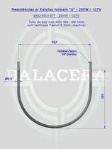 Resistências para Estufas de Salgado formato U 200W 127V Resistências para Estufas de Salgado formato U 200W 127V