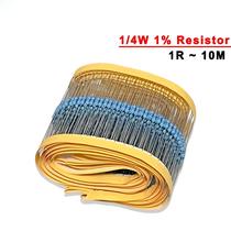 Resistor De Filme De Metal 100PCS 1/4W 1% Precisão 1R a 22M Ohm 100R 220R 1K 1.5K 2.2K 4.7K 10K 22K