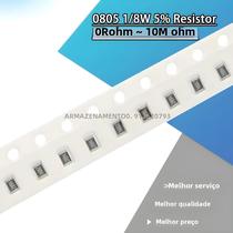 Resistores SMD Chip 0805 (100 peças) - 5% 1/8W - 0R a 10M Ohms