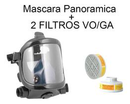 Respirador Mascara Panoramica Com 2 Filtros Gase / Vapores - Plasticor