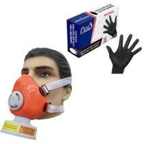 Respirador plastcor 1/4 facial com 1 filtro gases e vapores voga + luva Respirador plastcor 1/4 facial com 1 filtro gases e vapores voga + luva