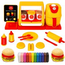 Restaurante Fast Food MC Air Fryer com Som 2 Hambúrguer 15 Massinhas e Acessórios