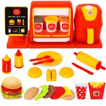 Restaurante Fast Food MC Completo Air Fryer com Som Hambúrguer Batata Refri Massinha