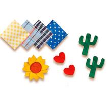 Retalho Xadrez Festa Junina Cactos Coração Girassol Kit de Apliques para Customização de Roupas Caipiras Retalho Xadrez Festa Junina Cactos Coração Girassol Kit de Apliques para Customização de Roupas Caipiras