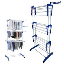 Retrátil 3 Andares Varal Dobrável Compacto Aço Roupas Seca Fácil