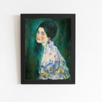 Retrato Uma Dama Gustav Klimt Quadro Moldura Preta 60x40cm