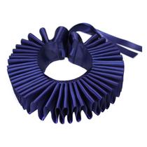 Retro Elizabethan Ruffled Neck Collar Satin Clown Cosplay Colar Choker Scarf - Azul