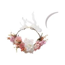 Retro floresta estilo flor grinalda, rosa, branco, cabelo Hoop, fada Aa Headwear, acessórios