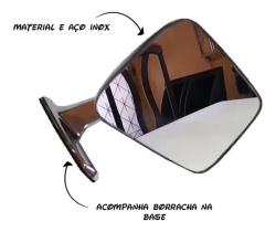 Retrovisor Corcel 73 a 77, Adaptável F100 F1000 Landau Galaxie - Inox/Metal Cromado - Lado Esquerdo