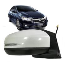 Retrovisor Espelho Honda City 2015 até 2021 Elétrico 5 Fios Com Pisca Sem Fechamento Capa Lisa