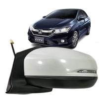 Retrovisor Espelho Honda City 2015 até 2021 Elétrico 5 Fios Com Pisca Sem Fechamento Capa Lisa