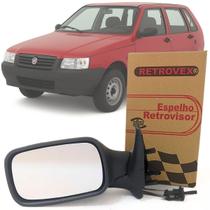 Retrovisor Lateral Esquerdo Motorista Fiat Uno Fire Mille 2001 2002 2003 2004 2005 com Controle de Regulagem Interno veículos de 4 Portas