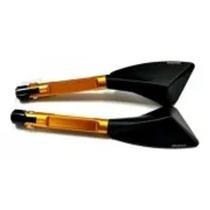 Retrovisor Moto Esportivo Piramide KGA Preto Dourdo Escuro Par