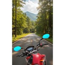 Retrovisor Moto Lente Azul Fixo 90 Haste Curta