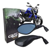 Retrovisor Par Gvs Premium Bmw F800 Haste Curta 90 Graus Rosca Yamaha Lente Convexa Azul