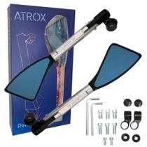 Retrovisor Rizoma Esportivo Atrox Universal Em Alumínio Prata Lente Azul Retrovisor Rizoma Esportivo Atrox Universal Em Alumínio Prata Lente Azul