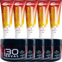 Revenda Atacado 5 Gel 30 Ervas Power 300g + 5 Pomada Massageadora Milagrosa 150g