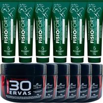 Revenda Atacado 6 Gel 30 Ervas Power 300g + 6 Pomada Massageadora Fisiofort 150g