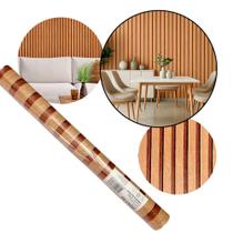 Revestimento Autoadesivo Para Paredes E Móveis Estampa Ripado Listras Mogno 45cm x 5m