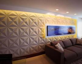 Revestimento de Parede Placas PVC 3D Londres Branca 50x50cm Revestimento de Parede Placas PVC 3D Londres Branca 50x50cm