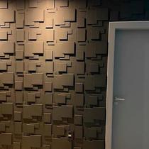 Revestimento de Pvc 1 Placa 3D Quadratto Preto 50cm X 50cm Decorativo Revestimento de Pvc 1 Placa 3D Quadratto Preto 50cm X 50cm Decorativo