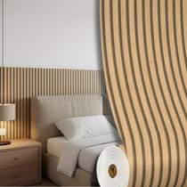 Revestimento Ripado 3D Autoadesivo Madeira 300x60cm Placa Grande Impermeável Flexível Parede Decorativa