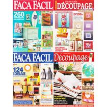 Revista Artesanato Faça Fácil Découpage Decoração Casa Kit 4 Volumes