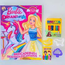 Revista Barbie Colorir pintar Giz De Cera e Massinha Kit Lembrancinhas aniversario - Bicho Esperto