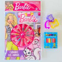 Revista Colorir Barbie Com Giz De Cera + Massinha Modelar