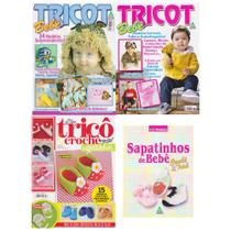 Revista de Artesanato Crochê e Tricô Roupinhas Para Bebes Mantas Sapatinhos + 160 Modelos Em 4 Vols