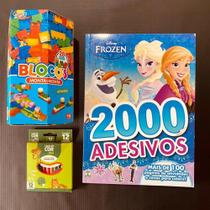 Revista Infantil Frozen Adesivos Lápis De Cor Blocos Montar