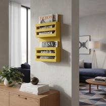 Revisteiro de Parede Porta Revistas Livros - Amarelo Laca Revisteiro de Parede Porta Revistas Livros - Amarelo Laca