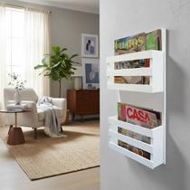 Revisteiro de Parede Porta Revistas Livros - Branco Laca Revisteiro de Parede Porta Revistas Livros - Branco Laca