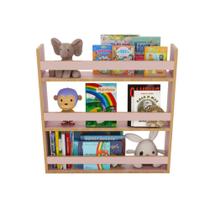 Revisteiro Estante Montessori Infantil Rosa para Livros 70x70 cm - Aprender - Matarazzo Decor