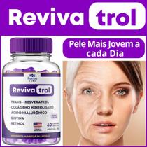 RevivaTrol. Trans Resveratrol 165 mg, Ácido Hialurônico, Colágeno Verisol, Retinol, Biotina. 60 Unid.
