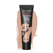 Revlon ColorStay Full Cover Longwear Matte Foundation, Heat &amp Sweat Resistant Lightweight Face Makeup, Natural Bege (220), 1.0 oz