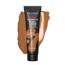 Revlon ColorStay Full Cover Longwear Matte Foundation, Heat & Sweat Resistant Lightweight Face Makeup, Caramelo (425), 1.0 oz