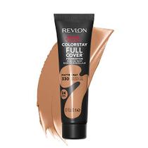 Revlon ColorStay Full Cover Longwear Matte Foundation, Heat & Sweat Resistant Lightweight Face Makeup, Natural Tan (330), 1.0 oz