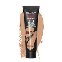 Revlon ColorStay Full Cover Longwear Matte Foundation, Heat & Sweat Resistant Lightweight Face Makeup, Warm Golden (310), 1.0 oz