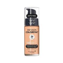 Revlon ColorStay Liquid Foundation Maquiagem para Combinação/Pele Oleosa SPF 15, Cobertura Longwear Média-Completa com Acabamento Fosco, Aveia (140), 1,0 oz