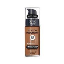Revlon ColorStay Liquid Foundation Maquiagem para Combinação/Pele Oleosa SPF 15, Cobertura Longwear Média-Completa com Acabamento Fosco, Cacau (520), 1.0 oz