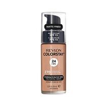 Revlon ColorStay Liquid Foundation Maquiagem para Combinação/Pele Oleosa SPF 15, Cobertura Longwear Média-Completa com Acabamento Fosco, Castanha (270), 1,0 oz