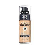 Revlon ColorStay Liquid Foundation Maquiagem para Combinação/Pele Oleosa SPF 15, Cobertura Longwear Média-Completa com Acabamento Fosco, Duna (295), 1.0 oz