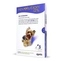 Revolution 12%- Antiparasitário para Cães de 2,6 a 5,0 Kg- com 3 Pipetas
